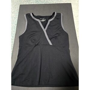 Black Yoga Tank Top Sleeveless Athletic Activewear‎ Workout Crossover (A)